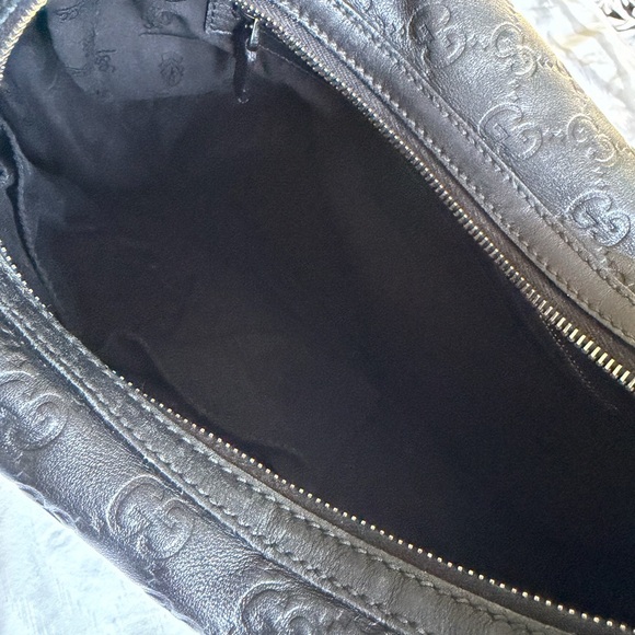 Gucci Black Embossed Hobo Bag with Gold Accents - Picture 4 of 11